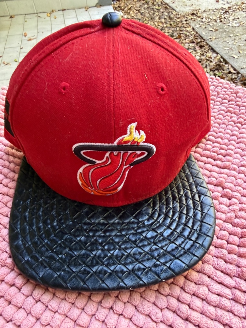 NBA Red Miami Heat Hat with Black Quilted Brim